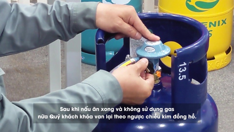 khóa van gas sau khi sử dụng