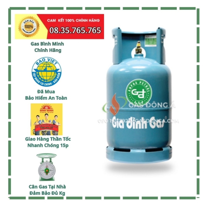Gas Gia Đình Xanh Biển 12Kg Bình Minh